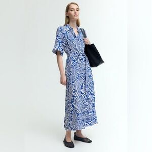 H&M Shirt Midi Dress Short Sleeve Tie Belt Large